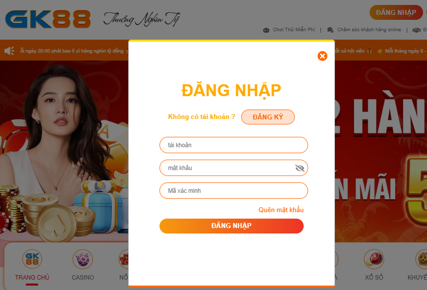 Hướng dẫn đăng nhập GK88 nhanh